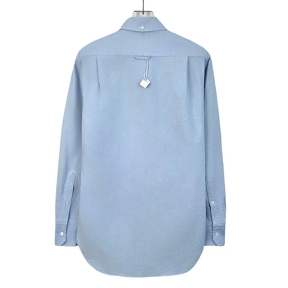 Blue Cotton Long Sleeve Button-Up Shirt