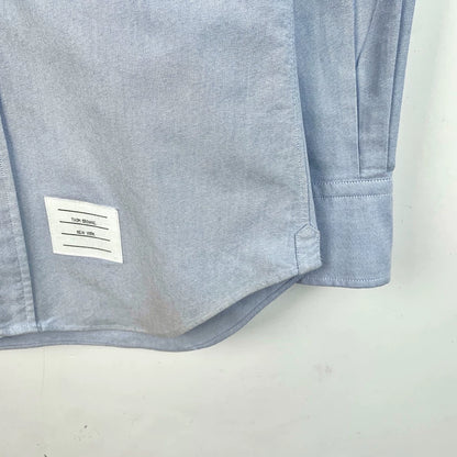 Blue Cotton Long Sleeve Button-Up Shirt