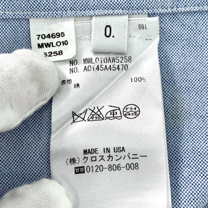 Blue Cotton Long Sleeve Button-Up Shirt