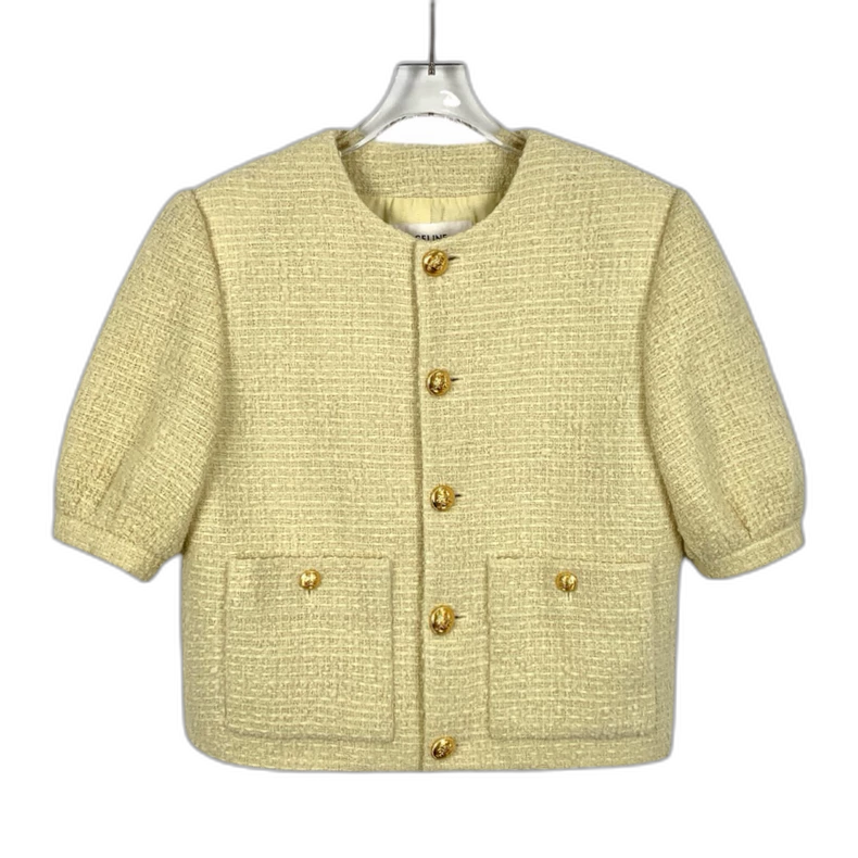Celine Yellow Wool Knit Short Sleeve Set