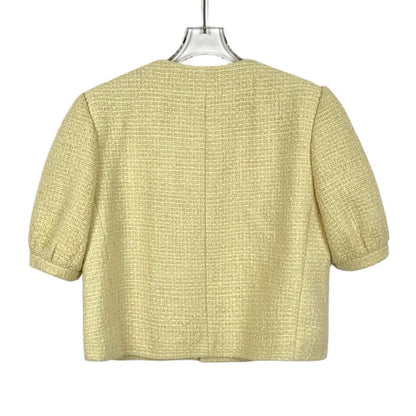 Celine Yellow Wool Knit Short Sleeve Set