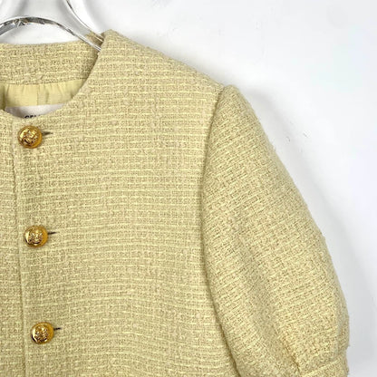 Celine Yellow Wool Knit Short Sleeve Set