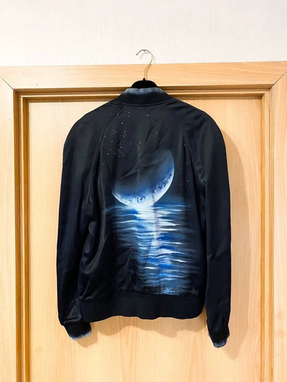 Saint Laurent Paris Moon Print Bomber Jacket