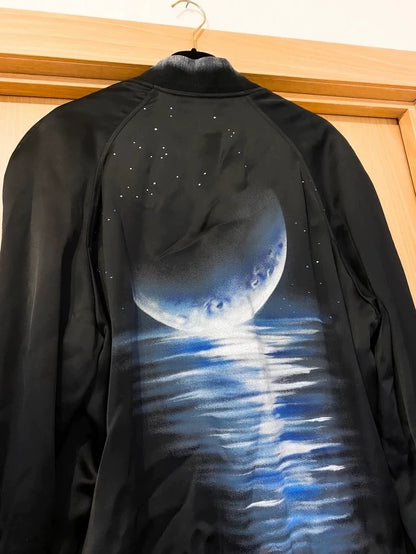 Saint Laurent Paris Moon Print Bomber Jacket