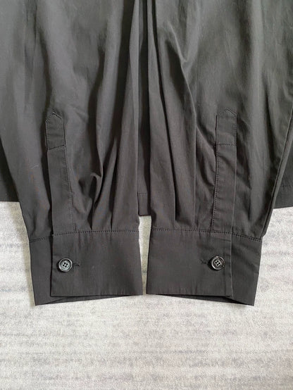 Black Pocket Shirt with Concealed Buttons-zp