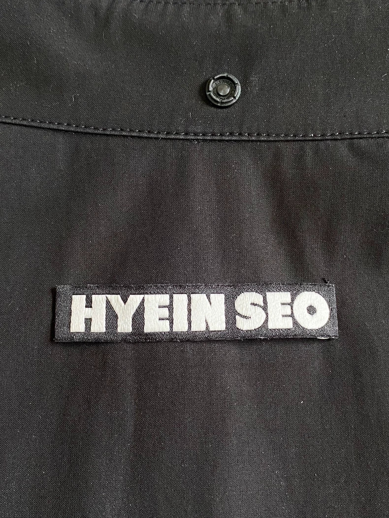 Black Pocket Shirt with Concealed Buttons-zp