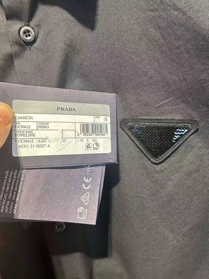 Prada Sequined Triangle Logo Shirt-zp