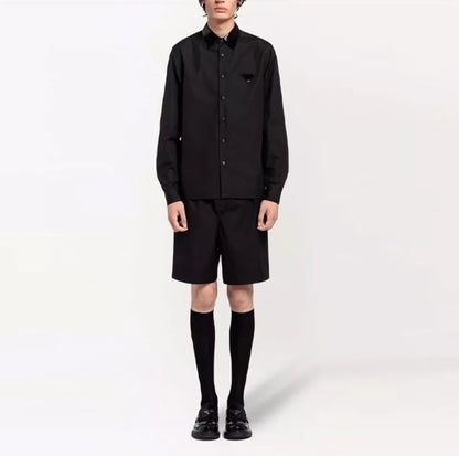 Prada Sequined Triangle Logo Shirt-zp