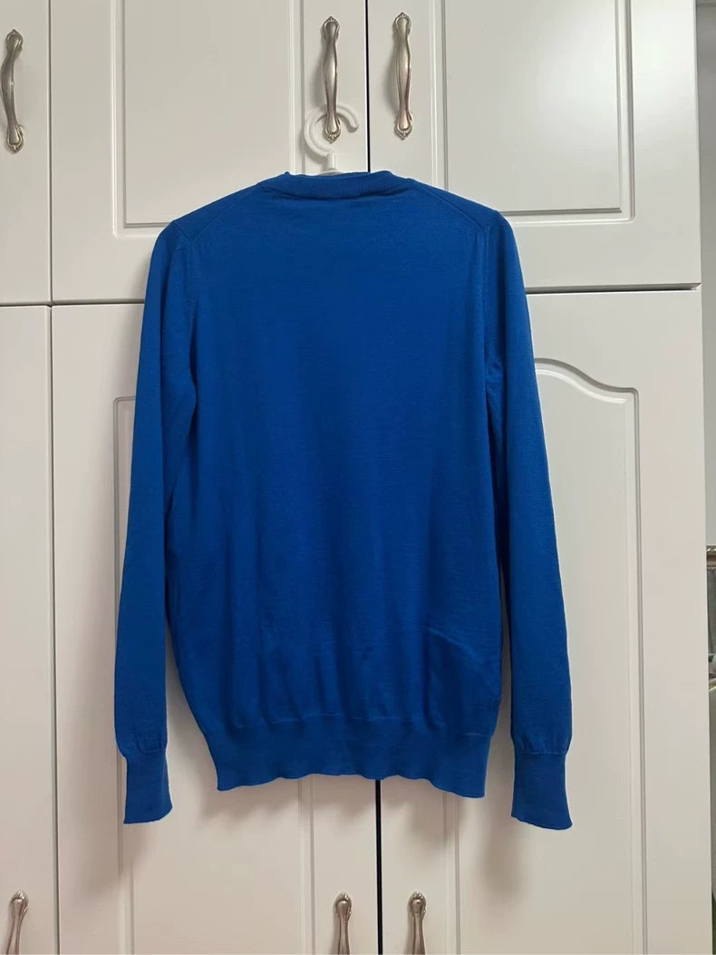 Celine Blue Wool Mock Two-Piece Sweater