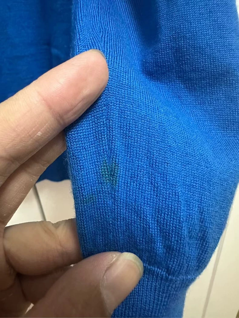 Celine Blue Wool Mock Two-Piece Sweater