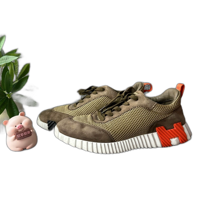 Hermes Olive Green Bouncing Low Top Sneakers