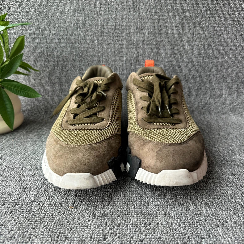 Hermes Olive Green Bouncing Low Top Sneakers