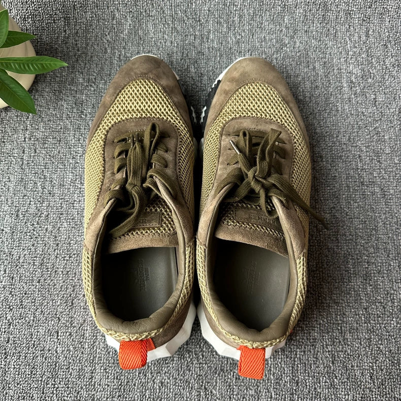 Hermes Olive Green Bouncing Low Top Sneakers