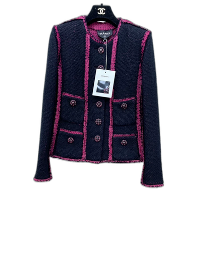 Chanel Black and Pink Tweed Jacket