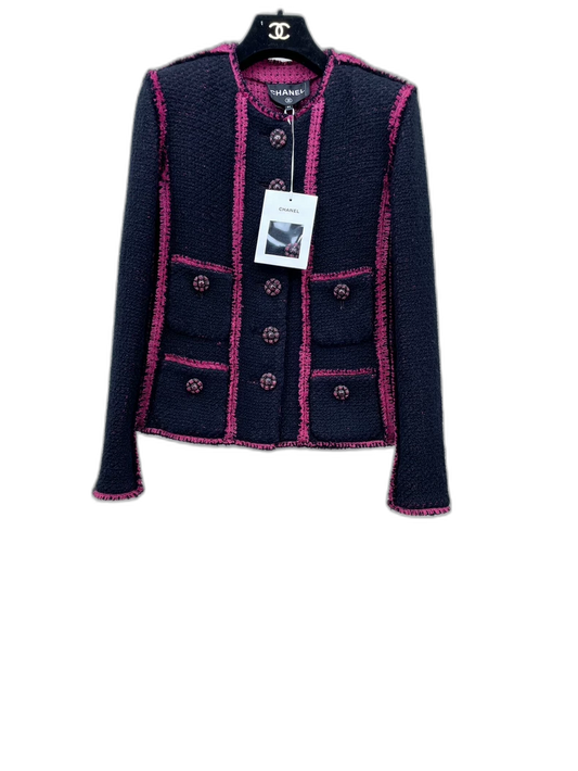 Chanel Black and Pink Tweed Jacket