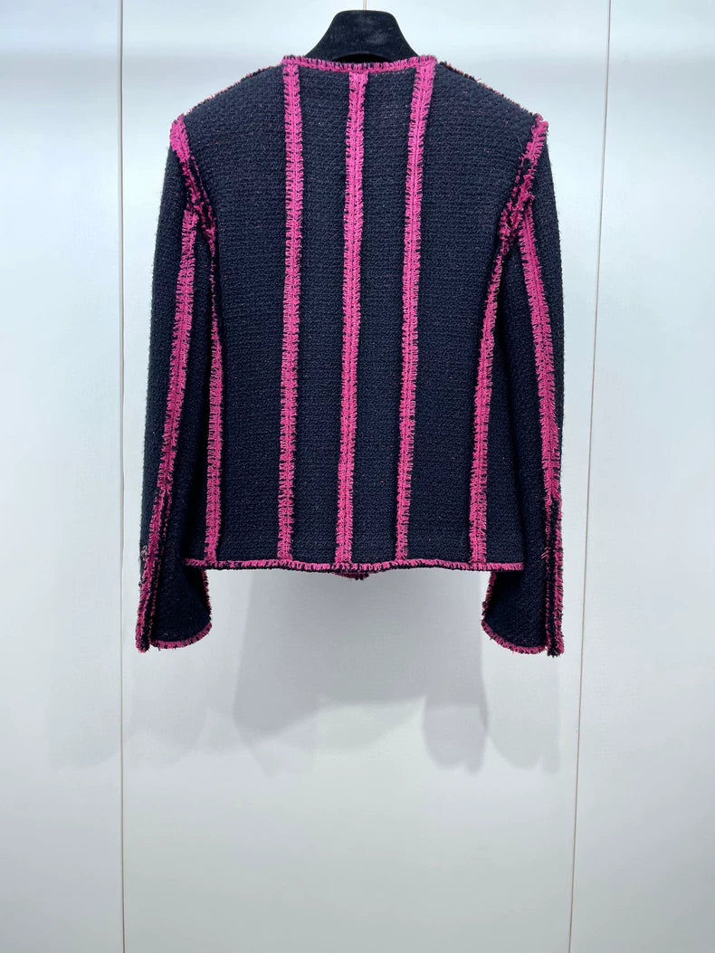 Chanel Black and Pink Tweed Jacket