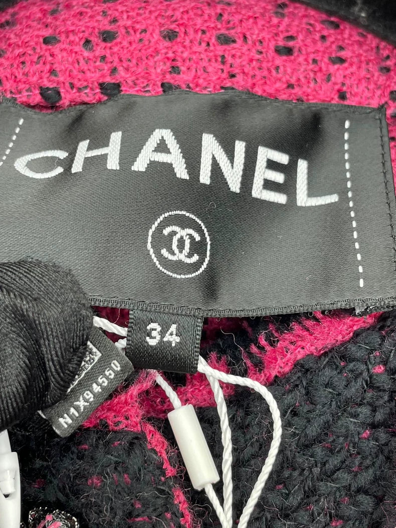 Chanel Black and Pink Tweed Jacket