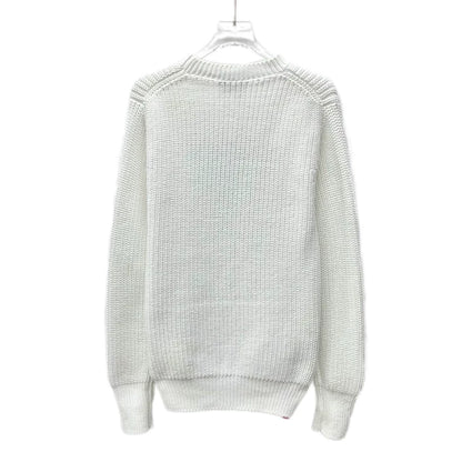 Prada White Letter Knit Sweater Long Sleeve