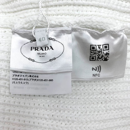 Prada White Letter Knit Sweater Long Sleeve