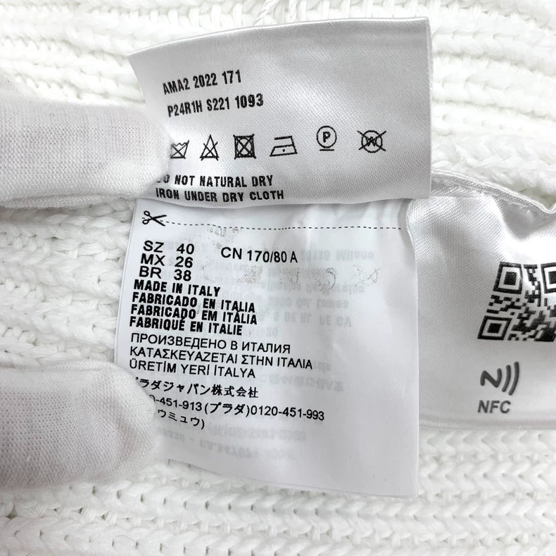 Prada White Letter Knit Sweater Long Sleeve