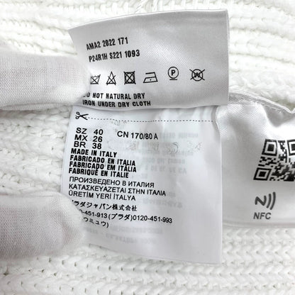 Prada White Letter Knit Sweater Long Sleeve