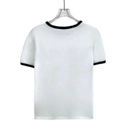 Celine White Logo Print Cotton T-Shirt