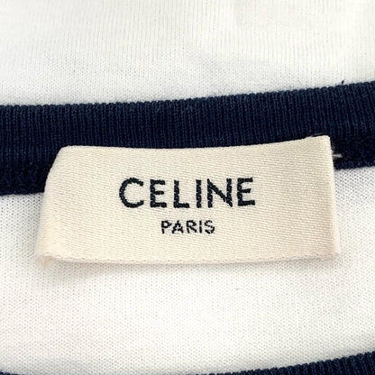 Celine White Logo Print Cotton T-Shirt