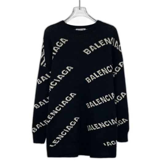 Balenciaga Black Logo Wool Sweater