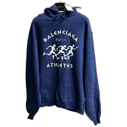 Balenciaga Blue Distressed Hoodie for Athletes