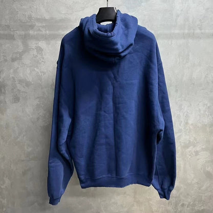 Balenciaga Blue Distressed Hoodie for Athletes