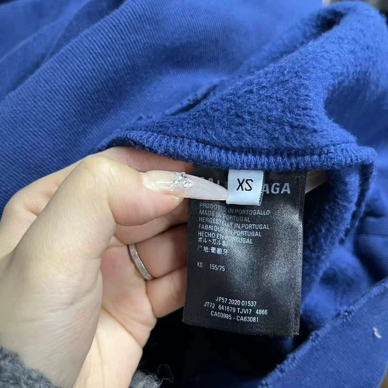 Balenciaga Blue Distressed Hoodie for Athletes