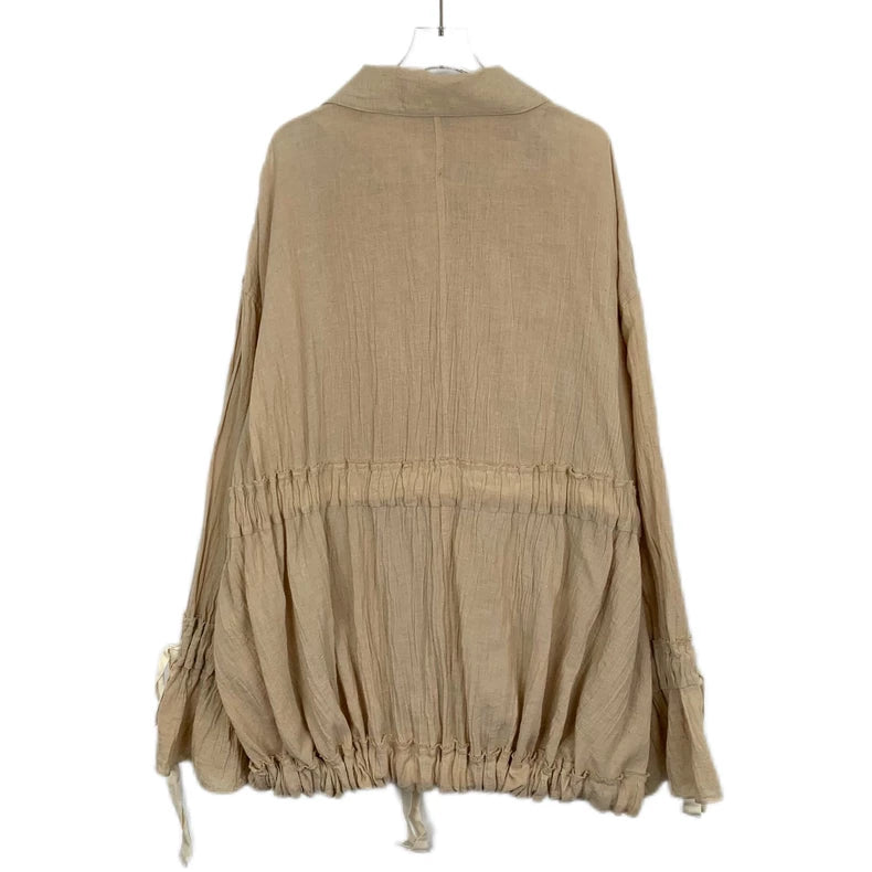 Loewe Brown Ruffled Cotton Cardigan Coat