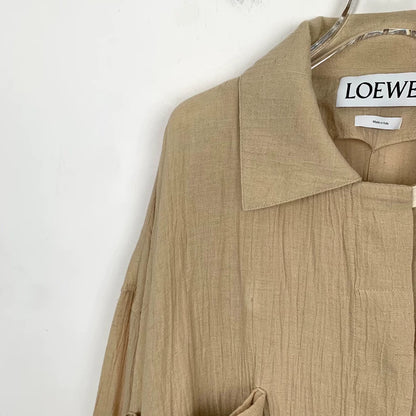Loewe Brown Ruffled Cotton Cardigan Coat