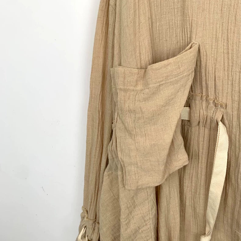 Loewe Brown Ruffled Cotton Cardigan Coat