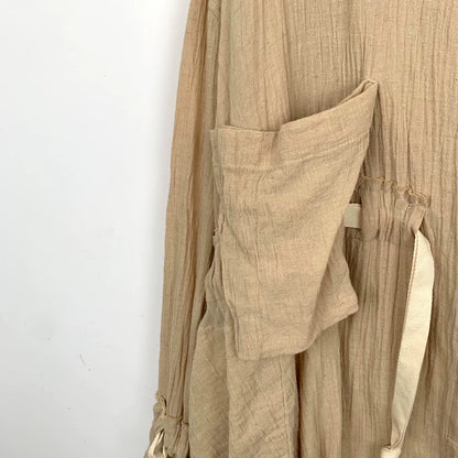 Loewe Brown Ruffled Cotton Cardigan Coat