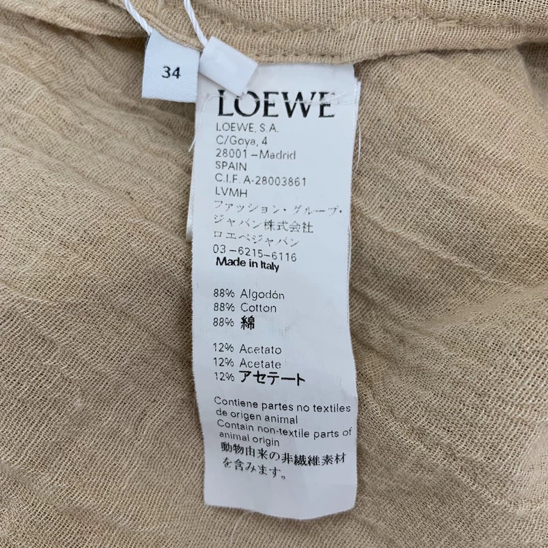 Loewe Brown Ruffled Cotton Cardigan Coat