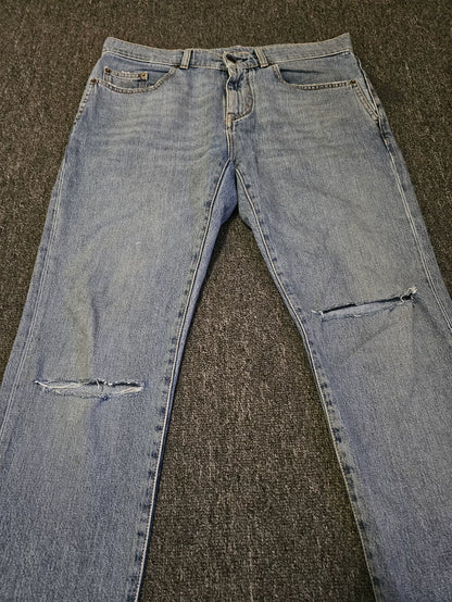 Saint Laurent Distressed Knee Denim Jeans-yf