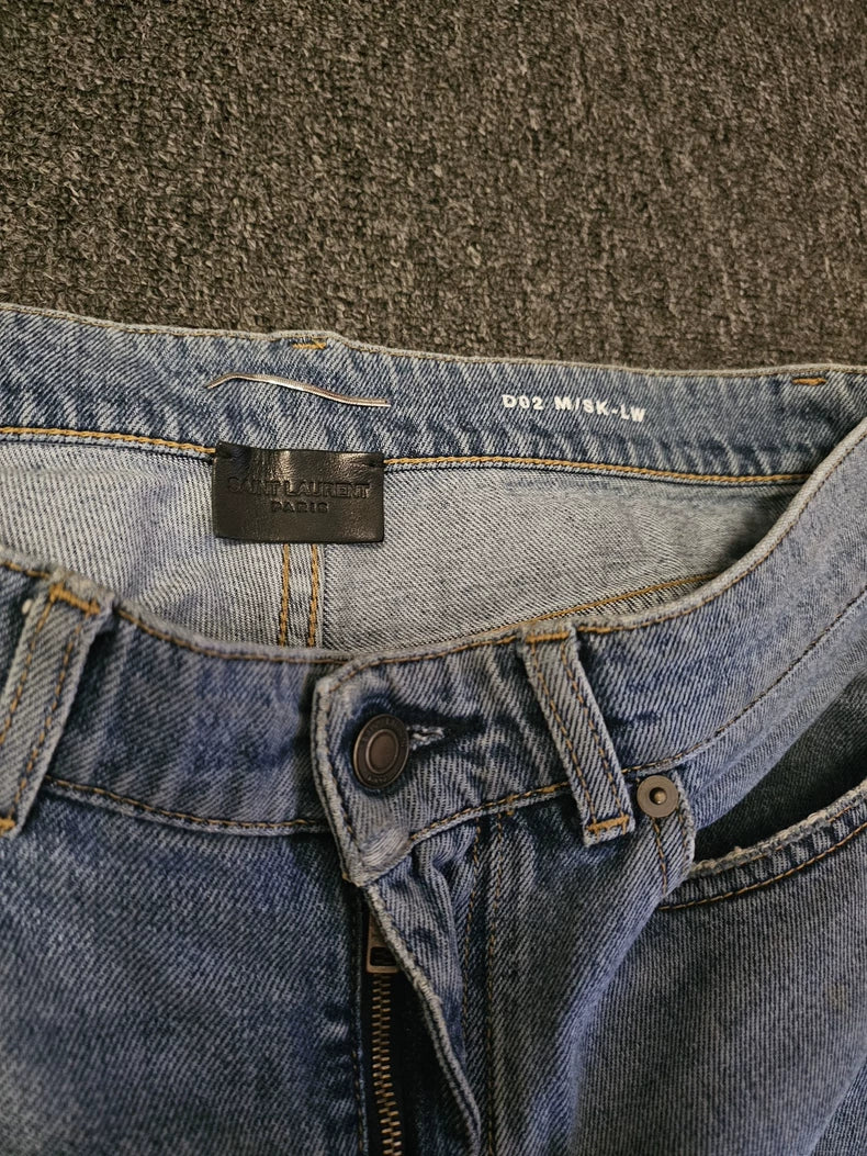 Saint Laurent Distressed Knee Denim Jeans-yf