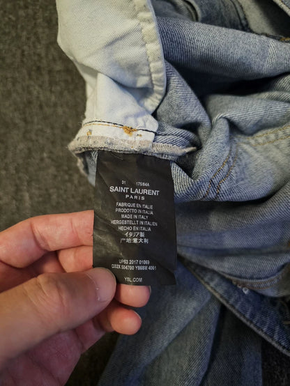 Saint Laurent Distressed Knee Denim Jeans-yf