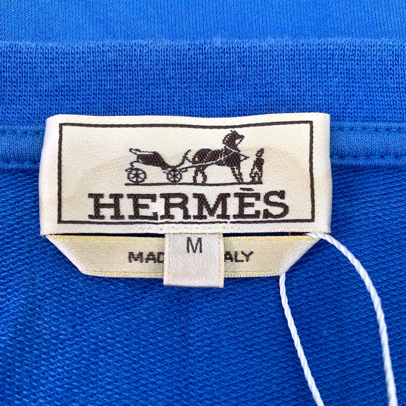 Hermes Blue Robot Embroidery Cotton T-shirt