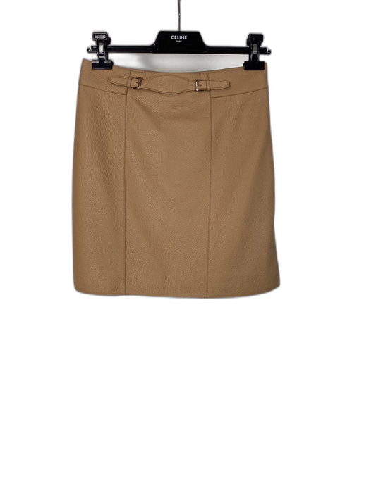 Hermes Tan Leather Skirt