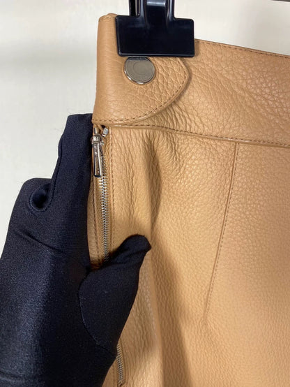 Hermes Tan Leather Skirt