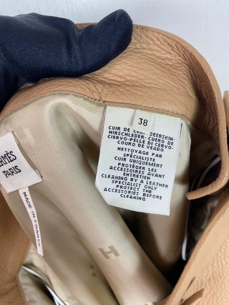 Hermes Tan Leather Skirt