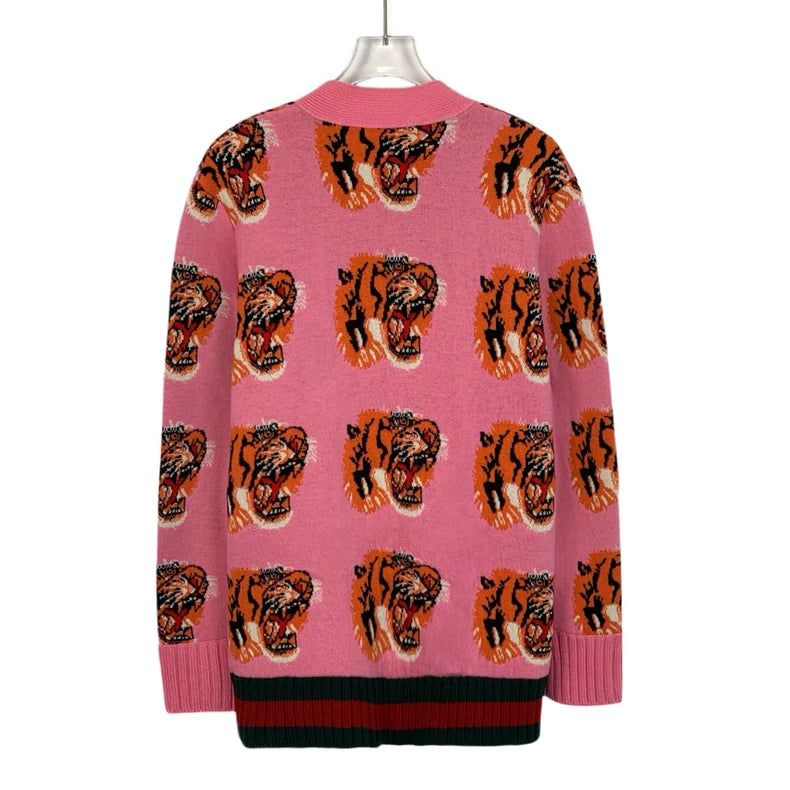Gucci Pink Tiger Wool Cardigan