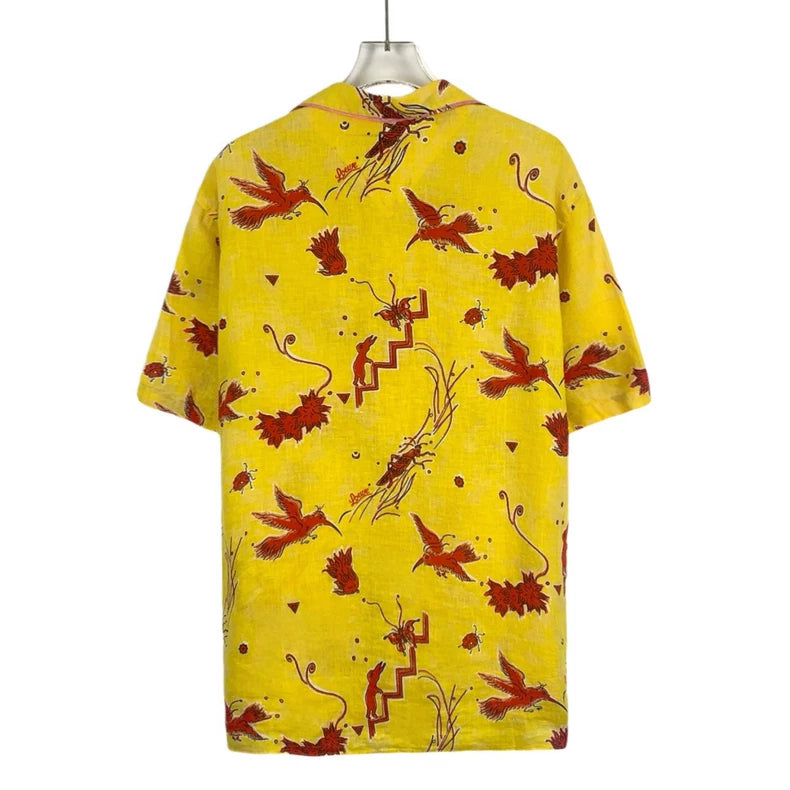 Loewe Yellow Animal Print Short Sleeve Shirt