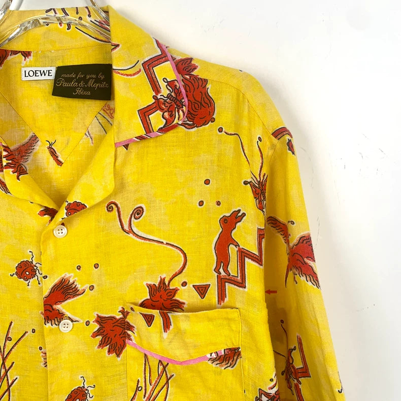 Loewe Yellow Animal Print Short Sleeve Shirt
