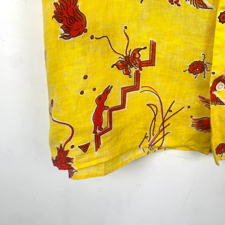 Loewe Yellow Animal Print Short Sleeve Shirt