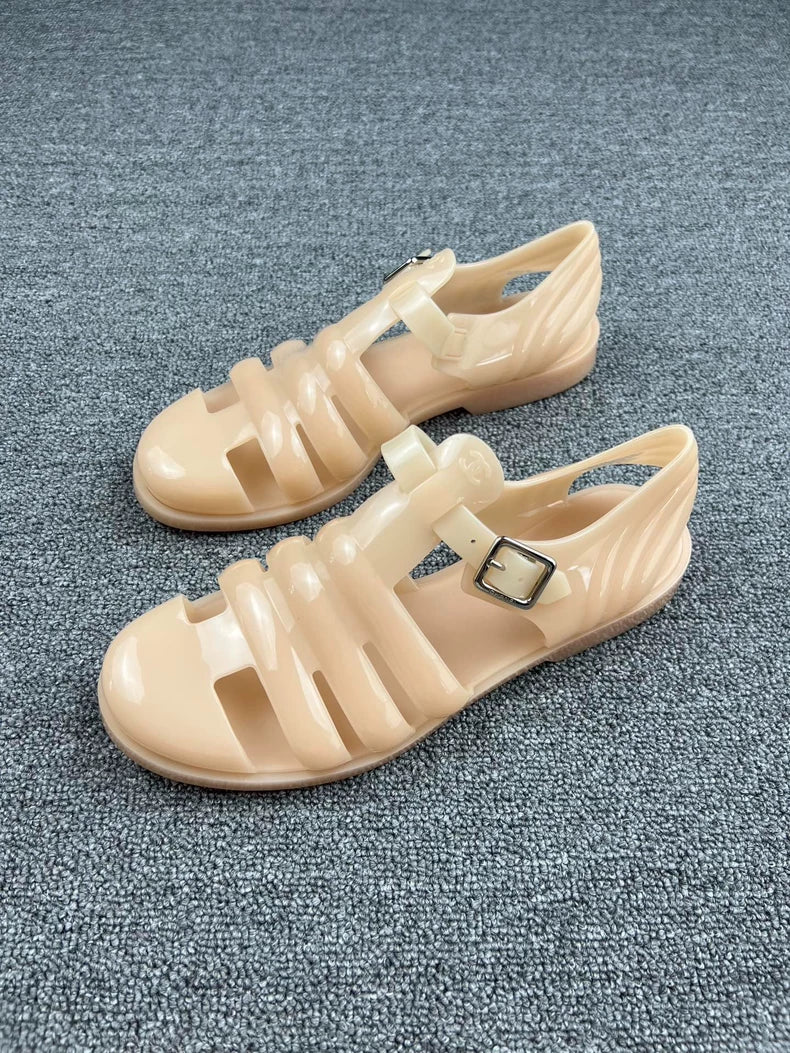Chanel Beige Jelly Sandals-yf