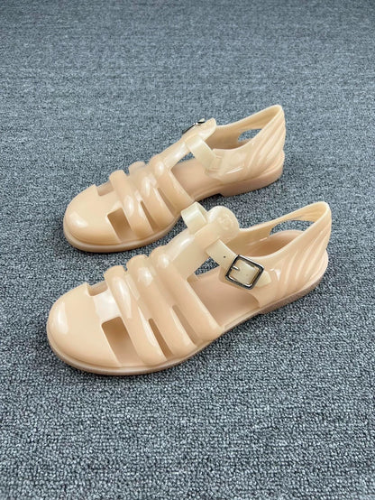 Chanel Beige Jelly Sandals-yf