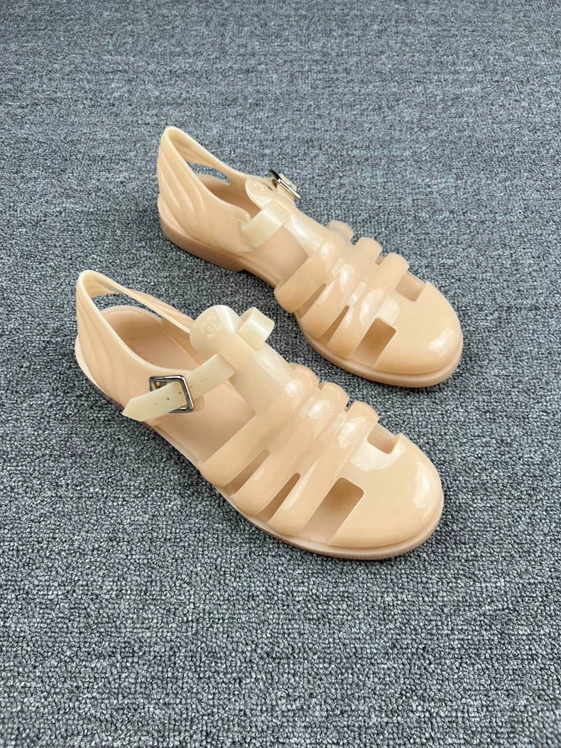 Chanel Beige Jelly Sandals-yf